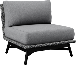 Breeze Sectional Armless Slipper Module in Black, White, and Grey Mixed Weave with Charcoal Base