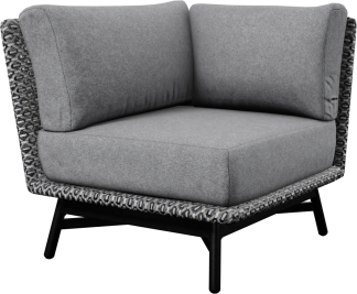 Breeze Sectional Corner Module in Black, White, and Grey Mixed Weave with Charcoal Base