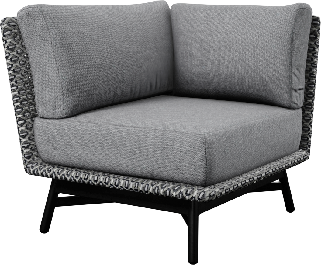 Breeze Sectional Corner Module in Black, White, and Grey Mixed Weave with Charcoal Base