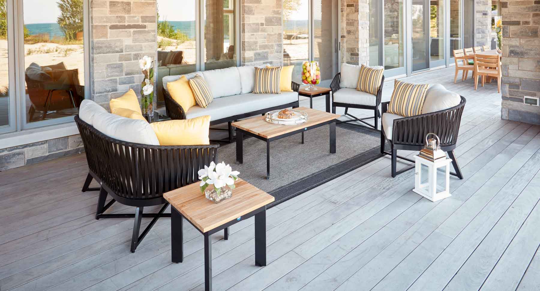 Canvas Aluminum Teak Coffee Table