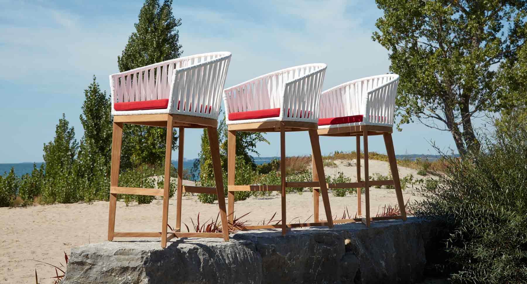 Canvas Teak Bar Chair