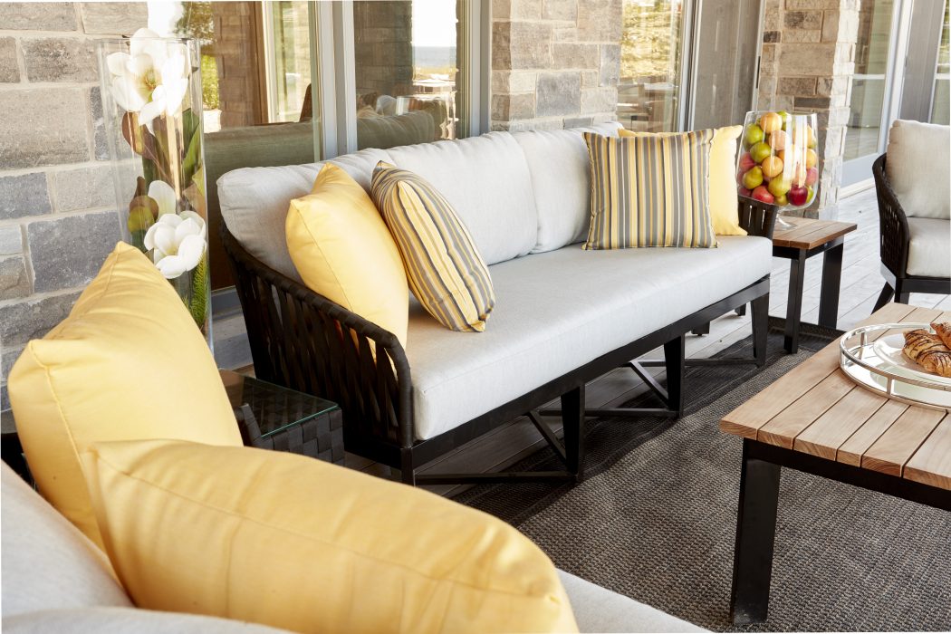 Canvas Aluminum Deep Seating in Black with Black Strapping