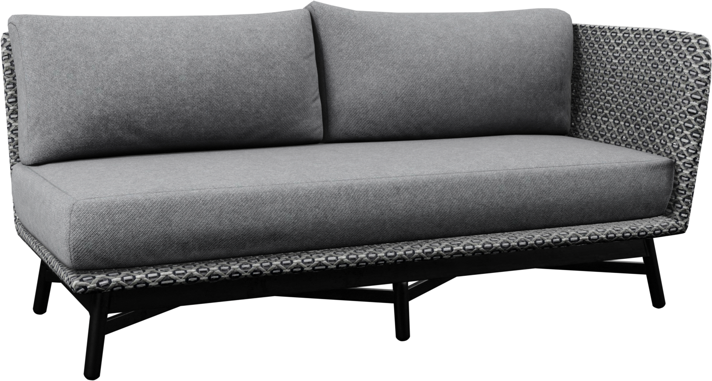 Breeze Sectional Left Arm Module in Black, White, and Grey Mixed Weave with Charcoal Base