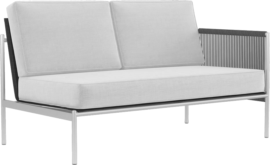 Catalina Sectional Left Arm Stainless Steel Frame with Grey Rope