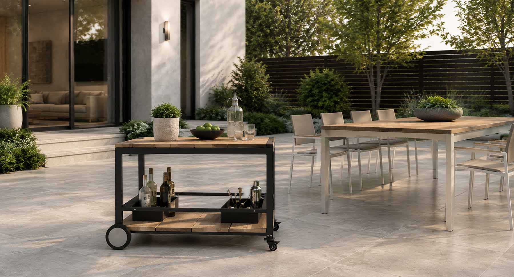Planka Teak Trolley in Asteroid