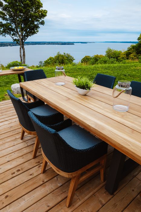 Monza Dining Table with Friday Harbour Dining Arm Chairs