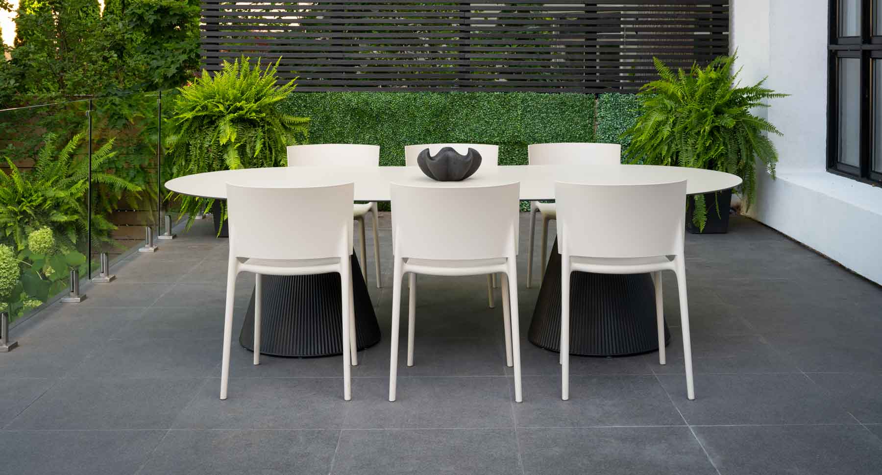 Vondom Africa Dining Side Chairs with Gatsby Dining Table