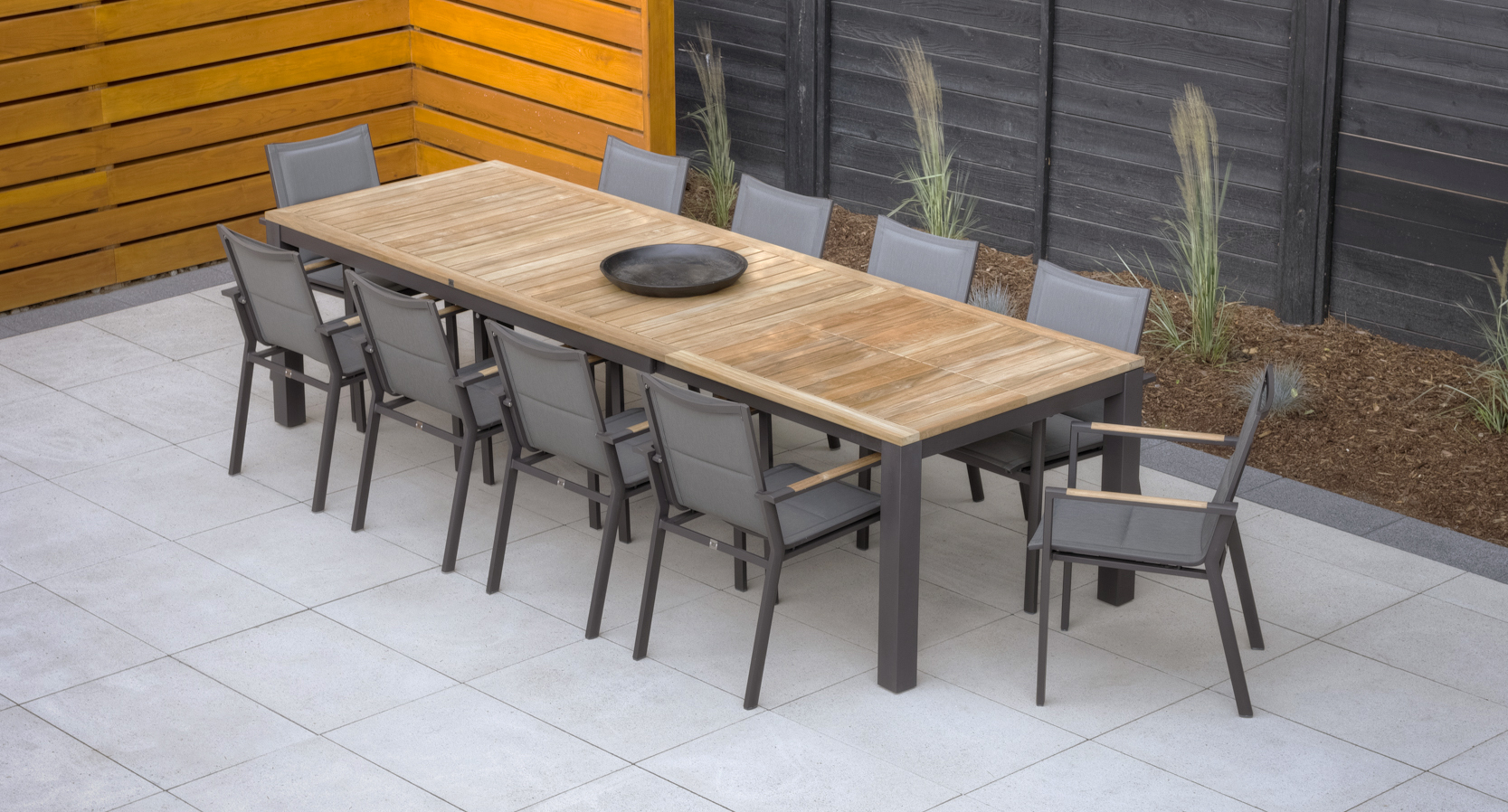 La Paz Asteroid with Teak Dining Arm Chair with Forza Dining Table