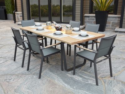 Live. Edge Dining Table with La Paz Dining Arm Chairs