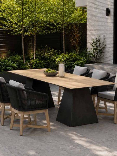 Vondom Gatsby Dining Table and Coast Dining Arm Chairs in Black Rope