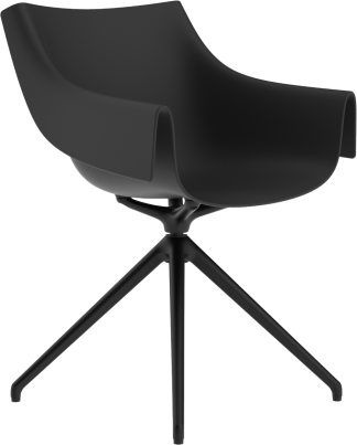Vondom Manta Swivel Dining Arm Chair in Black with Black Legs