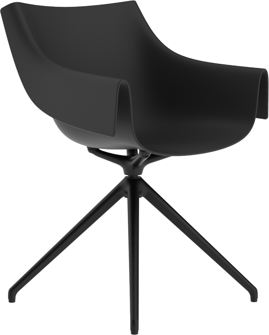 Vondom Manta Swivel Dining Arm Chair in Black with Black Legs