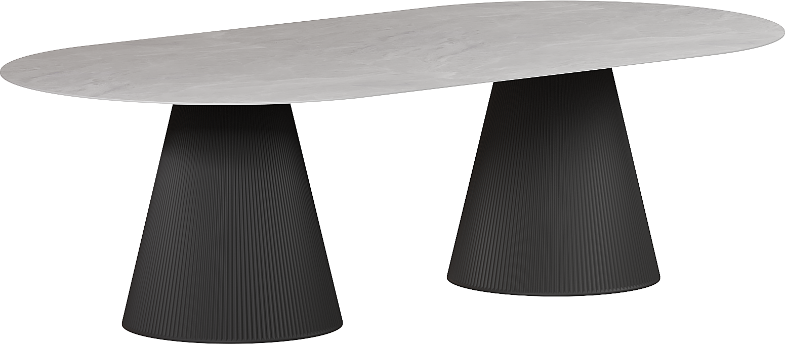 Vondom Gatsby Oval Dining Table Marmoa Canova Top and Black Base