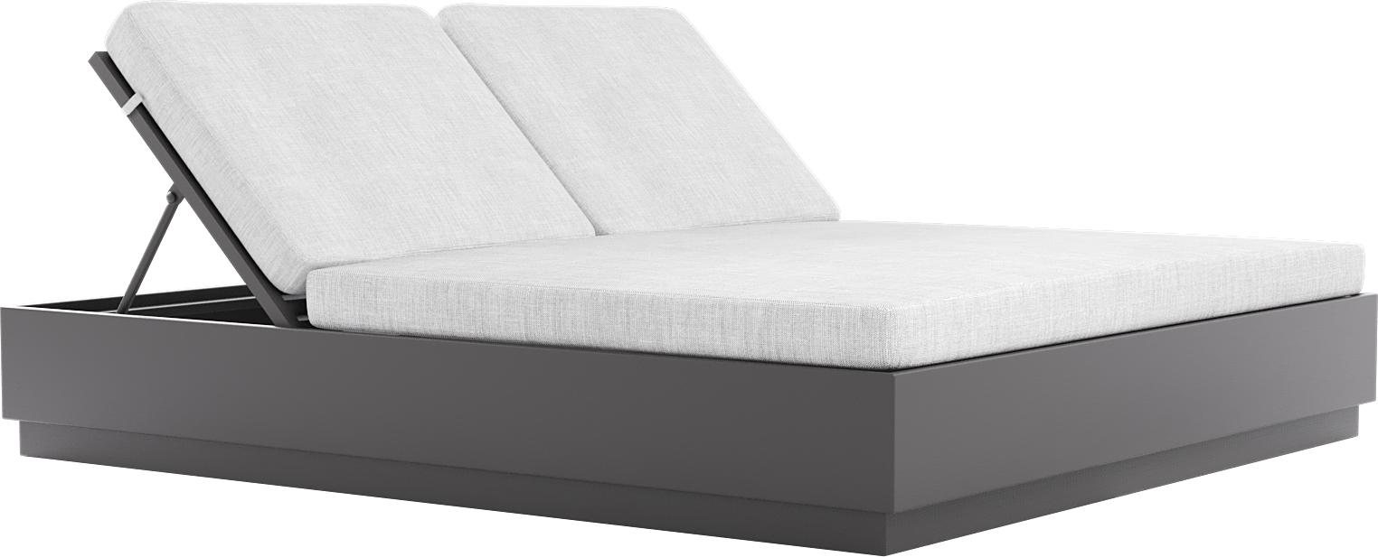 Lanai Double Chaise Lounge in Matte Grey