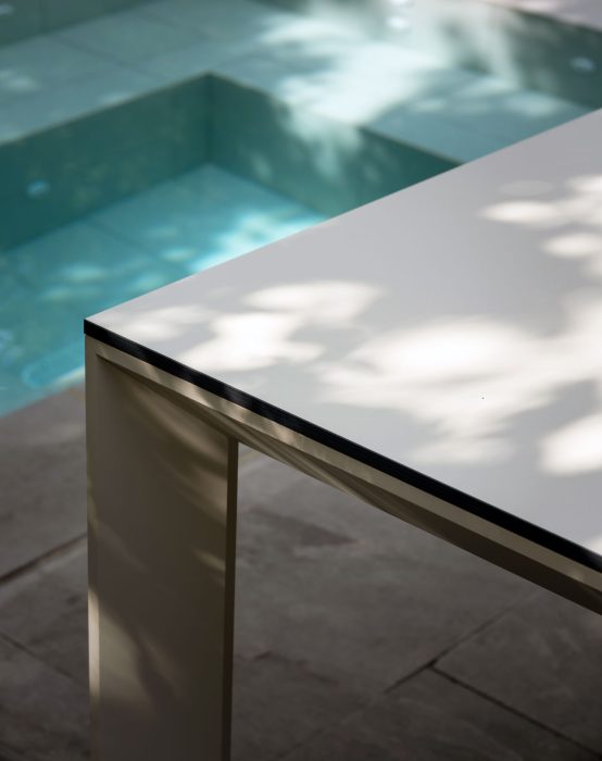 Vondom Frame Dining Table in Ecru Base, Black Trim, and Ecru Top