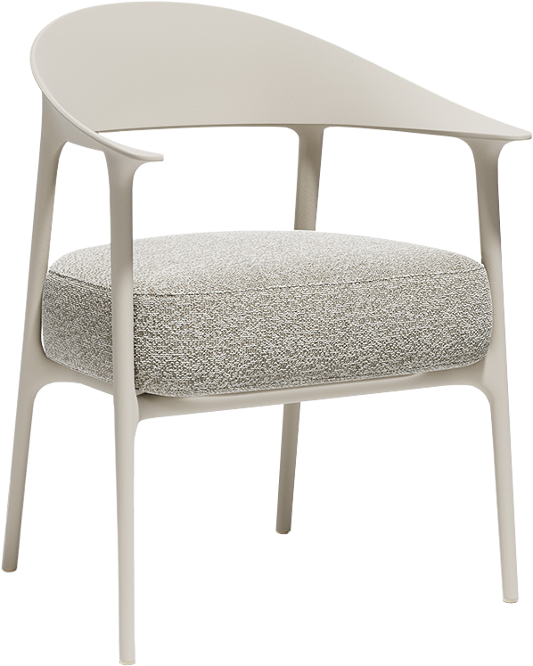 Vondom Africa Upholstered Dining Arm Chair in Ecru