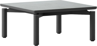 Ara Square Coffee Table in Black with Grigio Stone Top
