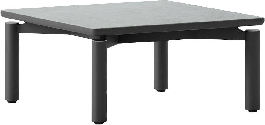 Ara Square Coffee Table in Black with Grigio Stone Top