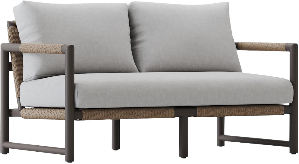 Turks Loveseat in Satinwood Wicker and Black Frame