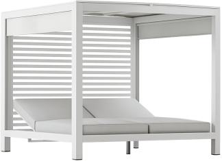 Luxe White Daybed with Canopy and Drapes