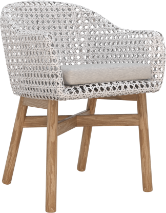 Breeze Dining Arm Chair in White Rope and Teak