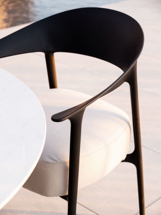 Vondom Africa Upholstered Dining Arm Chair in Black